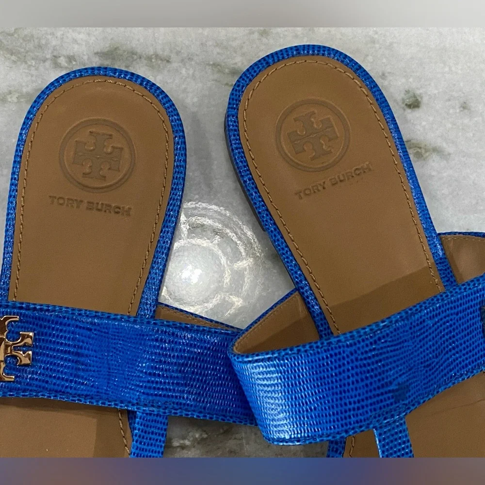 Tory Burch Thong Sandals Size 8 Royal Blue - Picture 3 of 5